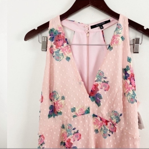 19 Cooper Pink Floral Sleeveless V-Neck Mini Dress Size Large NEW Textured Dot - Picture 4 of 11